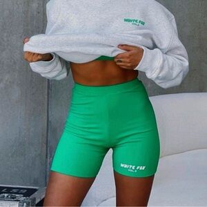 White Fox Ribbed Biker Shorts Green